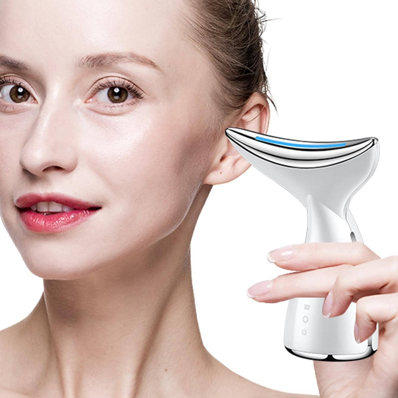 Face And Neck Tightening Device, Firm And Tightens Sagging Skin Face Neck Massager, Beauty Facial Massager For Women And Men - White - 5 - CJ