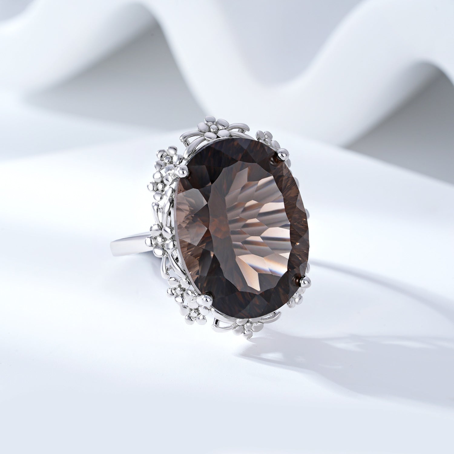 Simple Natural Crystal Jewelry Versatile S925 Silver Set Tea Crystal Ring - 4 - CJ