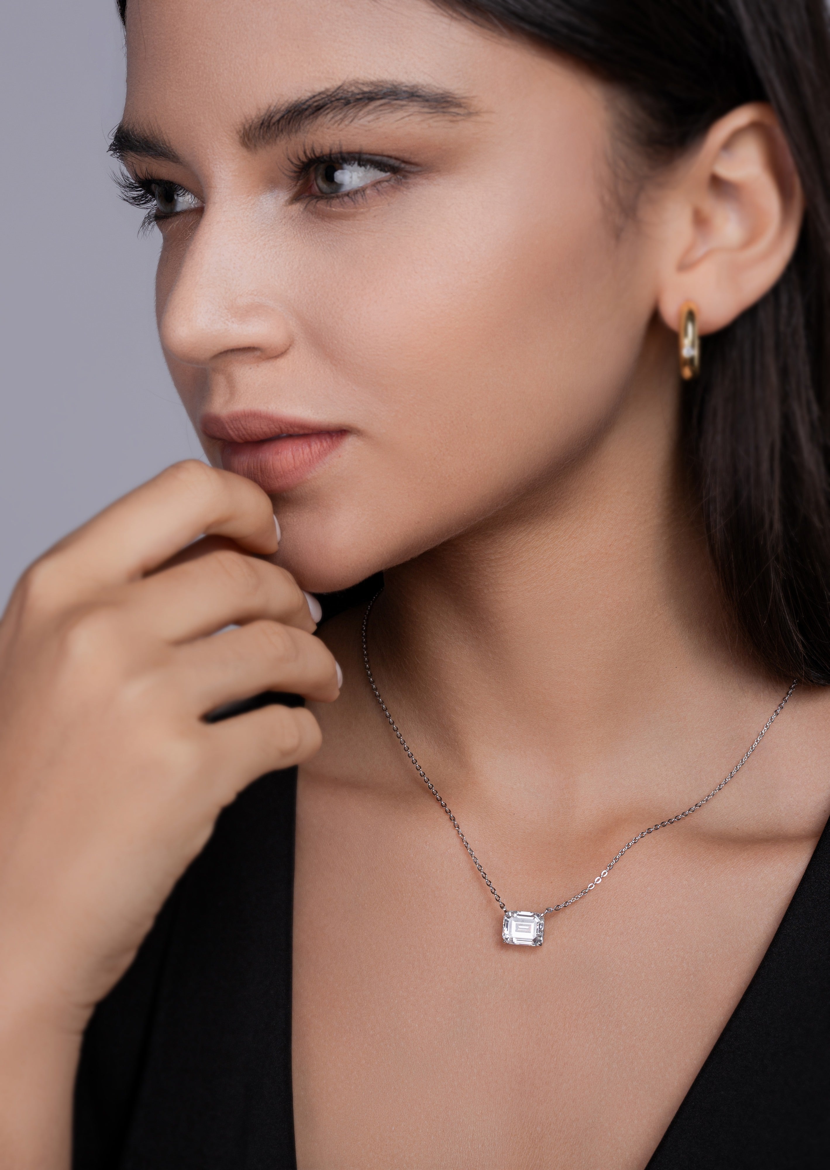 1Mirage In The Mirror - A Trendy Diamond Pendant Necklace Set With Octagonal Moissanite S925 Sterling Silver And Platinum Plating Prohibit TikTok sales - 5 - CJ