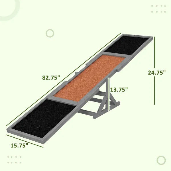 Wooden Dog Agility Seesaw For Training And Exercise, Weather Resistant, 83 L X 16 W X 14 H Inch - 5 - CJ