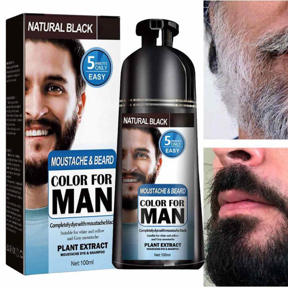 Beard Hair Color Shampoo For Men,Natural Permanent Beard DyeShampoo, Colors Hair In Minutes Long Lasting, 200ml, Black Hair DyeHaircare - 5 - CJ