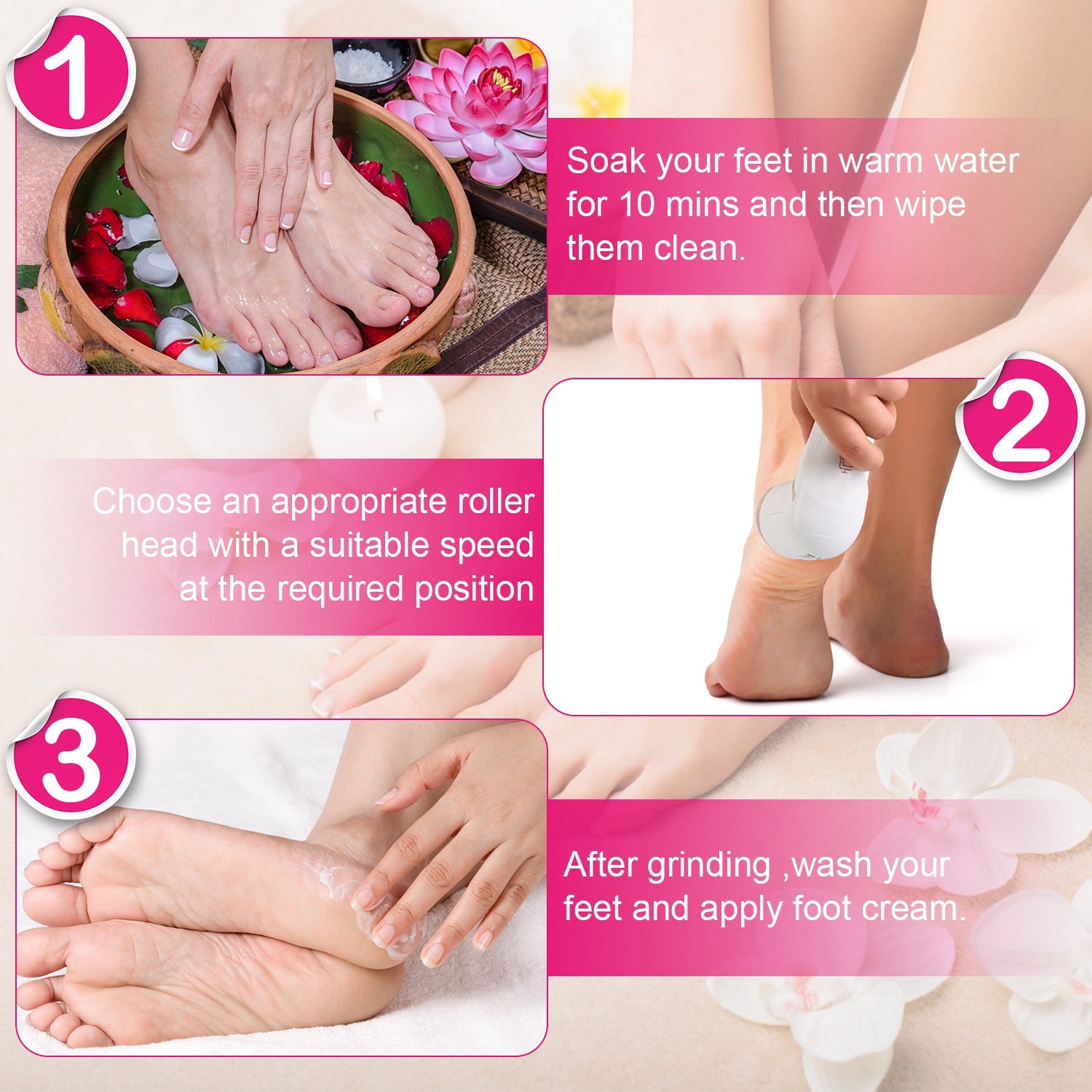 17Pcs Electric Foot Callus Remover With Vacuum Foot Grinder Rechargeable Foot File Dead Skin Pedicure Machine With 3 Grinding Heads 2 Speeds Foot Care Tool - 5 - CJ