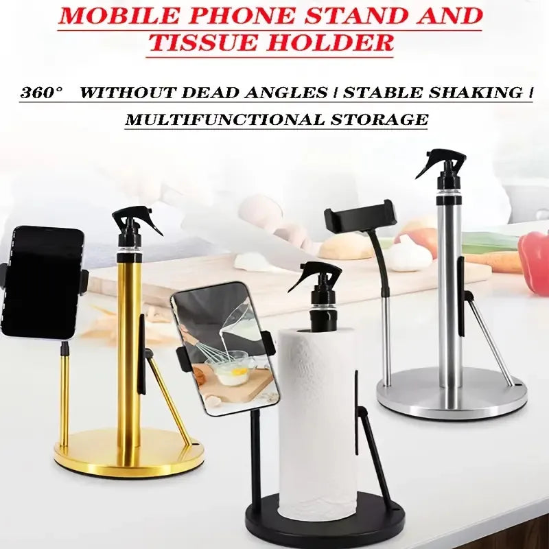 3 - in - 1 Stainless Steel Stand: Tissue Holder, Foldable Phone Holder, Spray Bottle, 360° Adjustable Arm, 2 - minute Installation, Suction Cup Base. A Nice Gift For The Family. - 5 - cjdropshipping