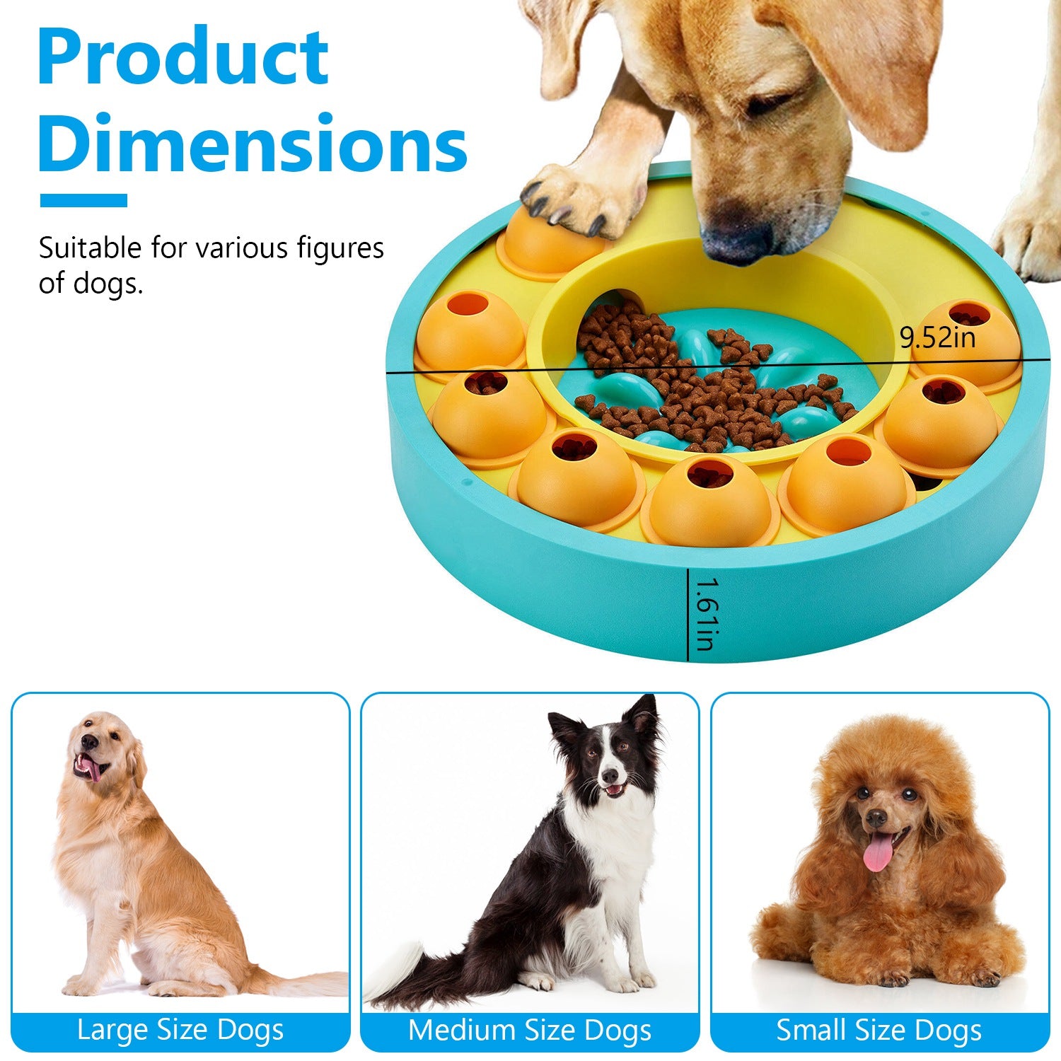 1Pc Dog Puzzle Food Feeder Slow Feeding Bowl Interactive Toy Dog Treat Dispensing Toy For IQ Training Mental Enrichment For Small Medium Large Dog Cat - 5 - CJ