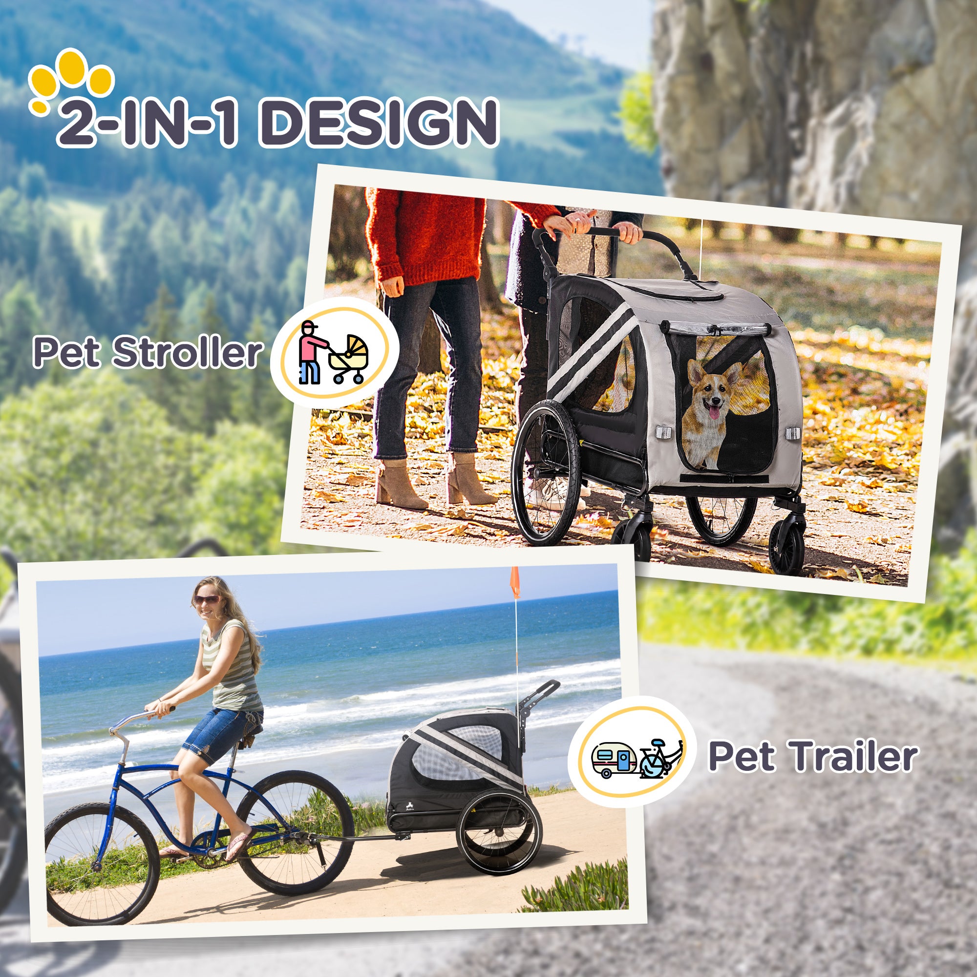 2 - in - 1 Pet Bike Trailer for Small Dogs - 5 - CJ