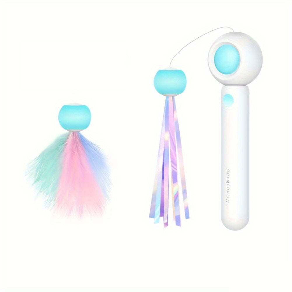 Cat Teaser Stick, Retractable Cat Wand With Replacement Head, Cat Feather Toy, Cat Interactive Toy For Indoor Cats For Relief Boredom And Exercise - 5 - CJ
