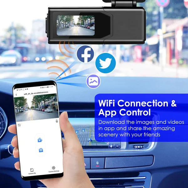 2K HD Front Dash Cam For Car With IPS Screen Night Vision Loop Recording Included 32G Storage Card 140° Wide Angle WiFi App Control Front Dashcam - 5.0 - CJ