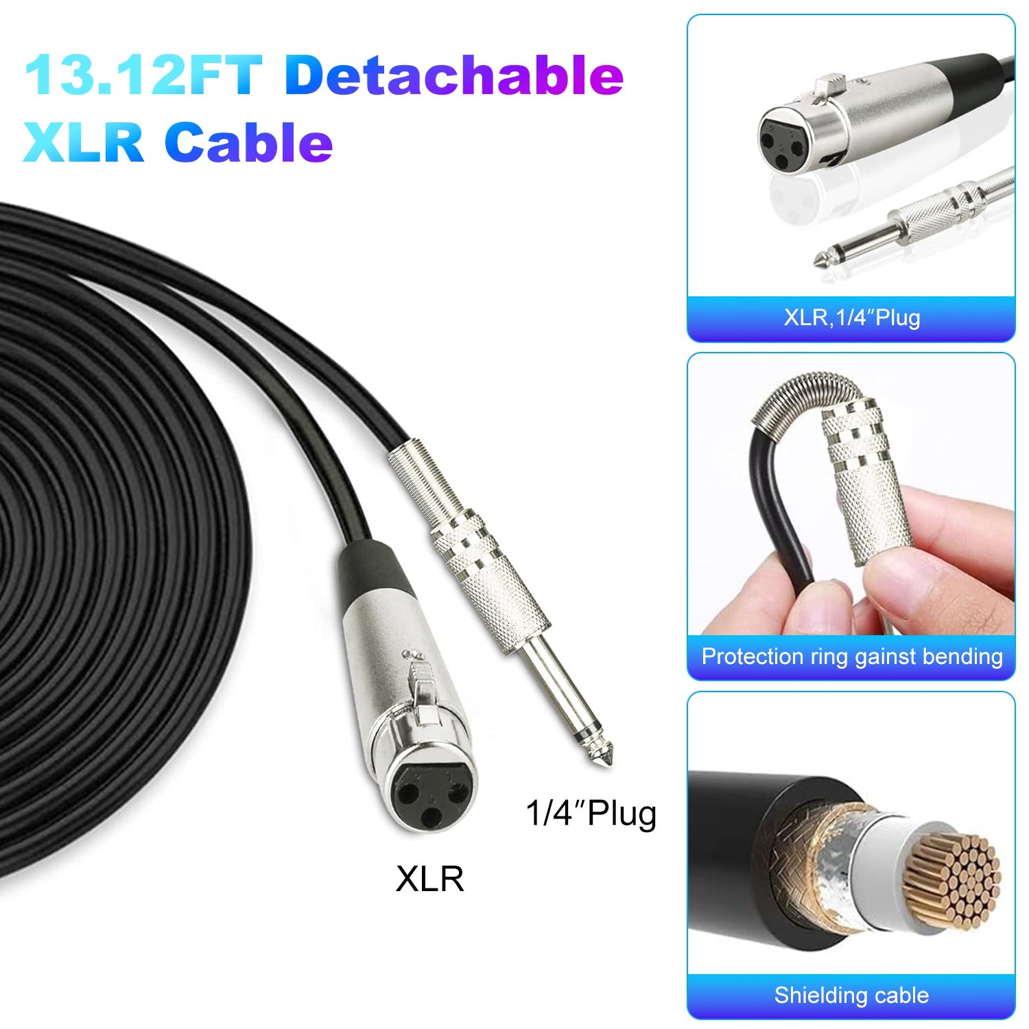 1Pc Handheld Dynamic Microphone Wired XLR Microphone With On Off Button 13ft Detachable XLR Cable Professional Studio Live Performance Cardioid Mic For For Karaoke Vocals Podcasting Recording - 5 - CJ