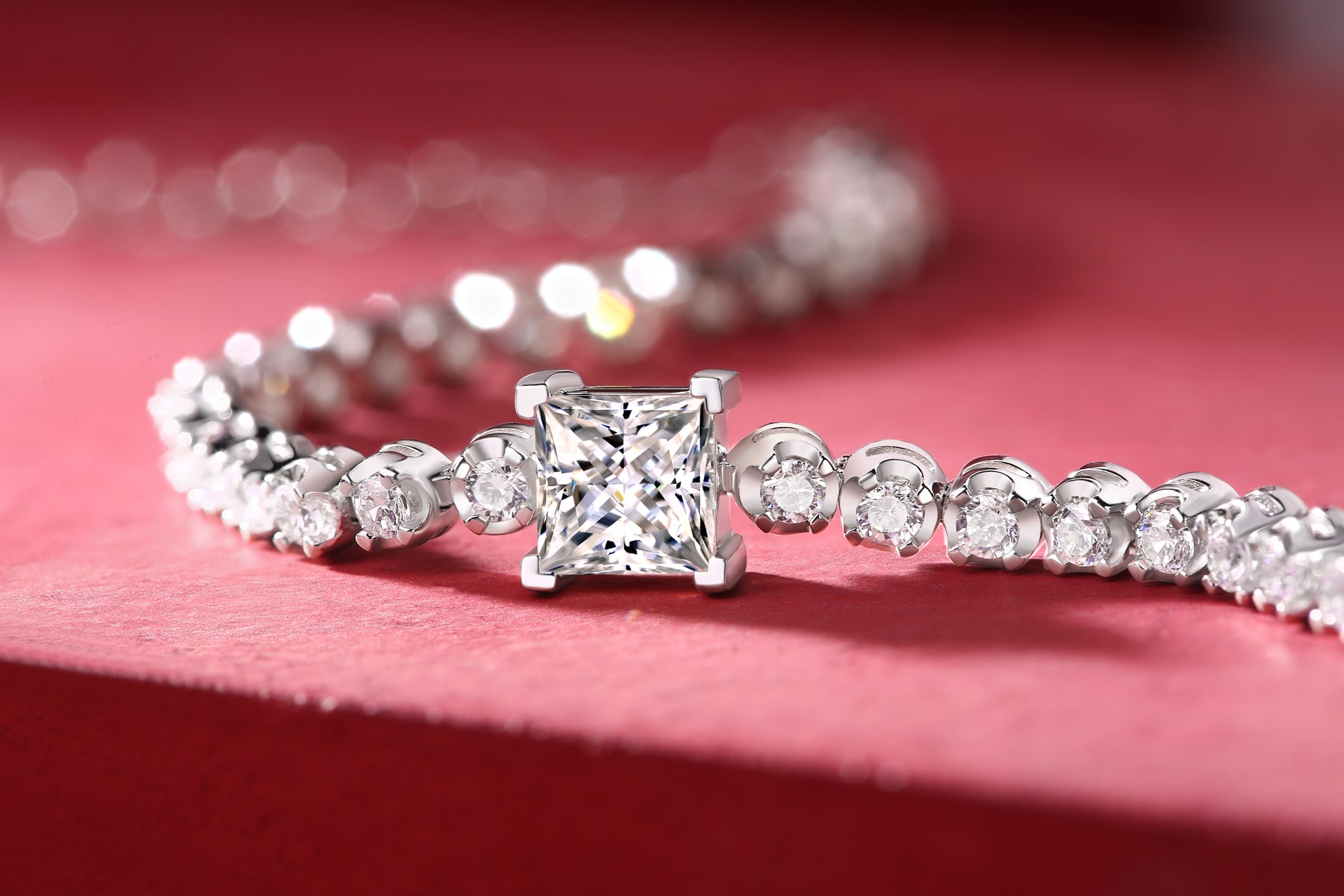 1Rubik’s Cube Luxury Fashion Mosan Diamond Silver Jewelry Comparable To Natural Diamond Bracelet Prohibit TikTok sales - 5 - CJ