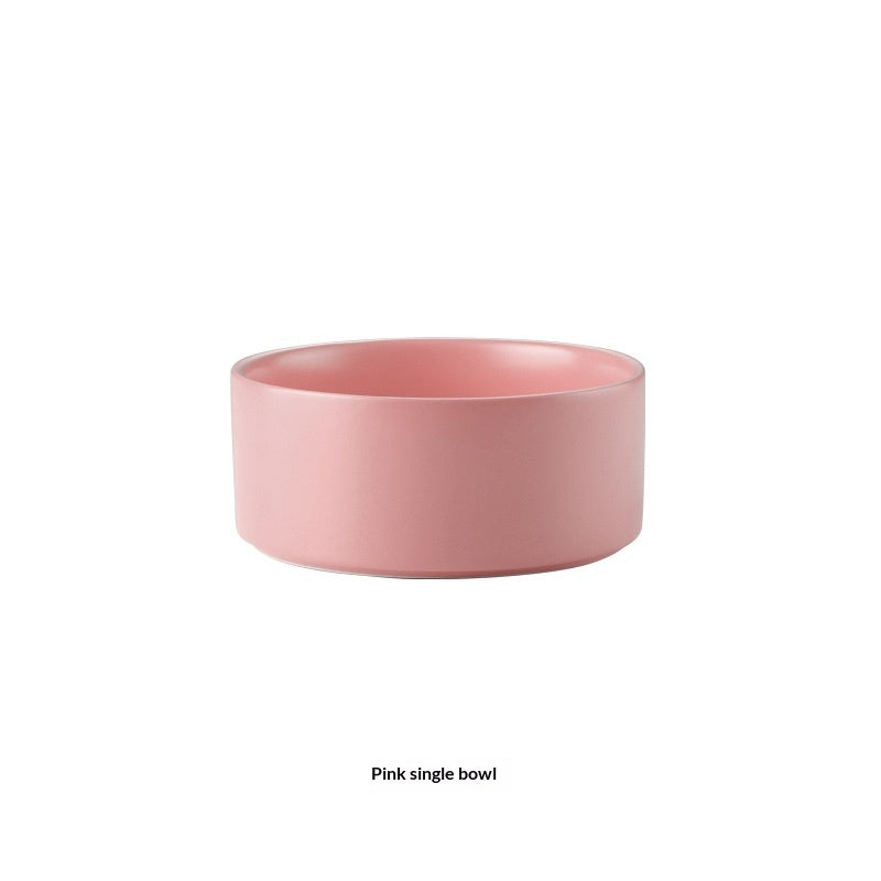 Solid Color Minimalist Home Use Ceramic Cat Food Feed Bowl - 0 - CJ