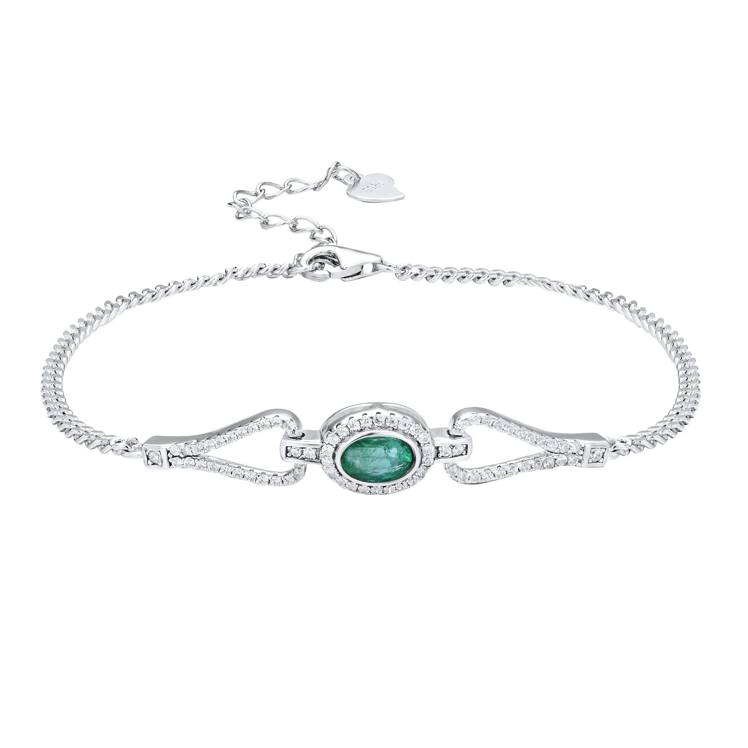 Fashion S925 Silver Emerald Bracelet With Synthetic Zirconia - 4 - CJ