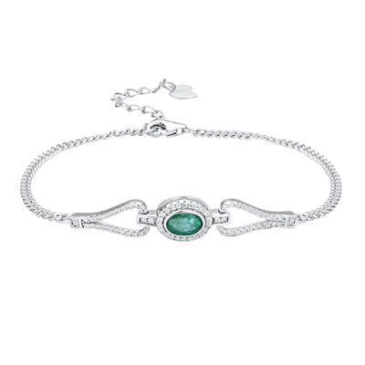 Fashion S925 Silver Emerald Bracelet With Synthetic Zirconia - 4 - CJ