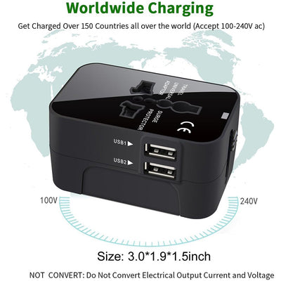 Travel Adapter, Worldwide All In One Universal Travel Adapter Wall Charger AC Power Plug Adapter Wi - 5 - CJ
