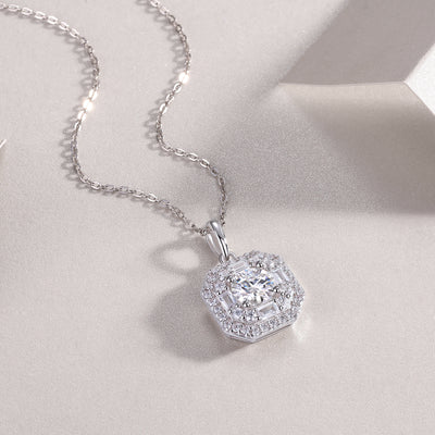 1Small Square Bag Luxury Fashion Diamond Pendant Necklace Set With Mosan Diamond Silver Ornaments Prohibit TikTok sales - 5 - CJ