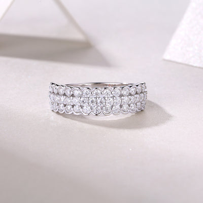 1Multi - row Diamond Ring Luxury Fashion Set Moissanite Silver Ring Prohibit Tk Sales - 5 - CJ