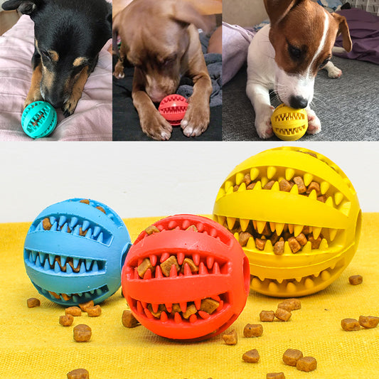 Pet Slow Feeder Dog Toy Cute Funny Rubber Dog Ball Toy - 0 - CJ