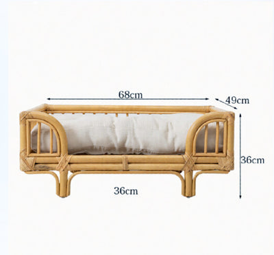 Natural Rattan Square Dog Bed Minimalist Handmade Pet Bed - 0 - CJ