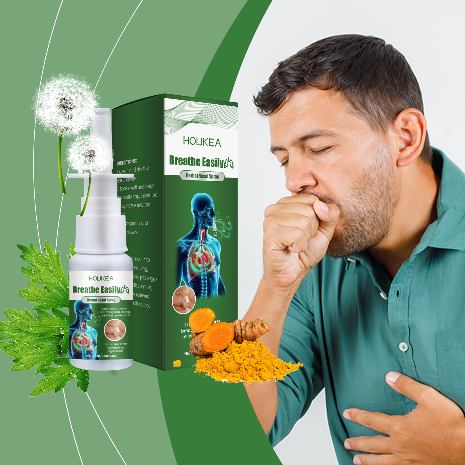 Houkea Herbal Nasal Spray, Soothing Nasal Discomfort Mild Cleansing Herbal Nasal Spray - 5 - CJ