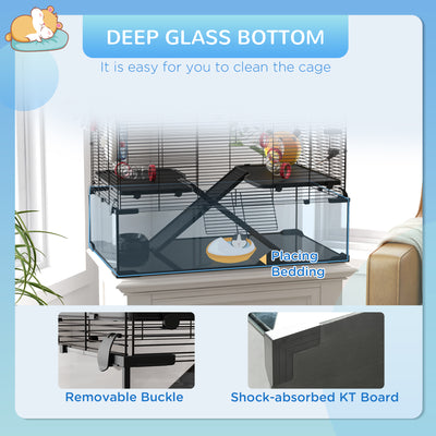 31" Hamster Cage with Tube and Tunnel, Deep Glass Bottom - 5 - CJ