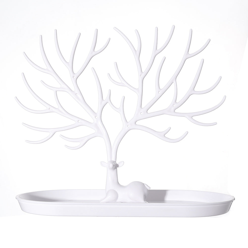 Deer Jewelry Display Stand Earrings Necklace Ring Jewelry Display Tray Jewelr Crystal Handle Antlers Jewelry Display Stand With Storage Drawer And Tray, Tree Tower Rack Hanging Organizer - 5 - CJ