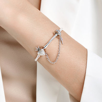 S925 Sterling Silver Heart Lock Snake Bone Chain Diy Beaded Bracelet Basic Chain - 4 - https://x.com/titan_prim62775J