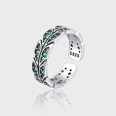 S925 Sterling Silver Ring Peacock Tail Antique Retro Inlaid Green Zirconium - 4 - https://x.com/titan_prim62775J