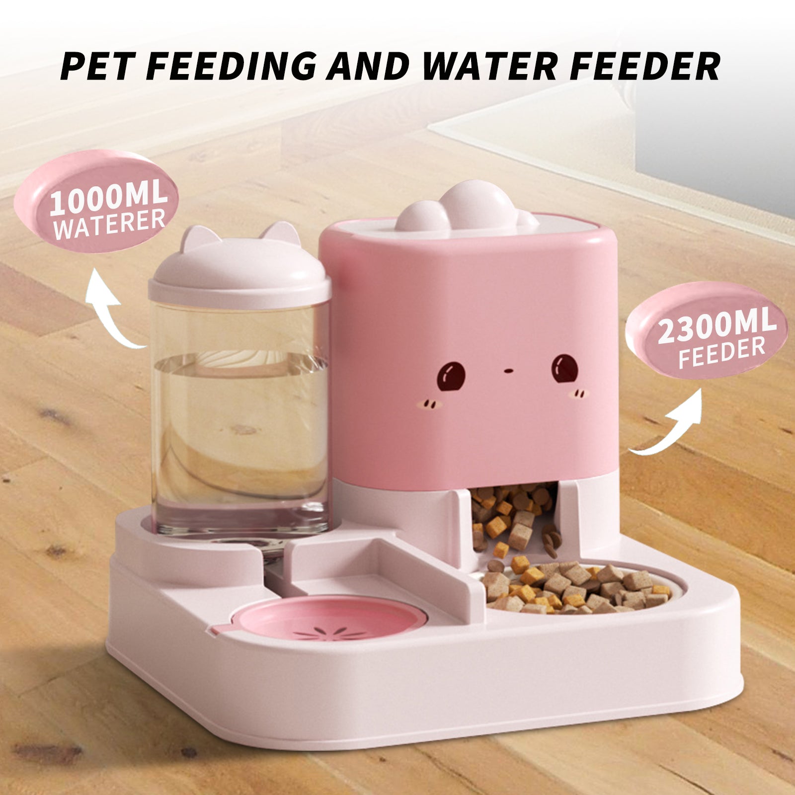 Super Cute Pink Cartoon Shaped Pet Feeding And Drinking Device, Filled With Cute Elements, Paired With Thoughtful Large Capacity Design, Easily Solves The Problem Of Pet Hunger And Thirst During Short - 5 - CJ