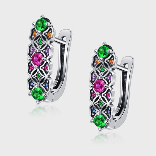 S925 Sterling Silver Vintage Trend Colorful Zircon Earrings - 4 - https://x.com/titan_prim62775J