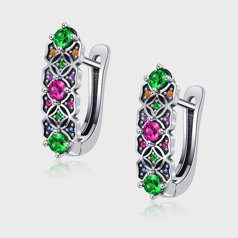 S925 Sterling Silver Vintage Trend Colorful Zircon Earrings - 4 - https://x.com/titan_prim62775J