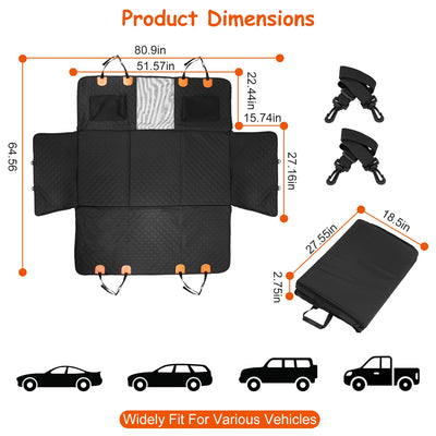Dog Car Back Seat Cover With Zipper Mesh Window Storage Bags Waterproof 600D Oxford Cloth Car Seat Protector With Slide Flaps For Cars Trucks SUVs - 5 - CJ