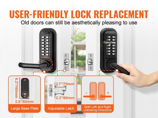 Mechanical Keyless Entry Door Lock, 14 Digit Keypad, Double - sided Embedded Outdoor Gate Door Locks Set With Keypad And Handle, Water - proof Zinc Alloy, Easy To Install, For Garden, Yard, Garage - 5 - CJ