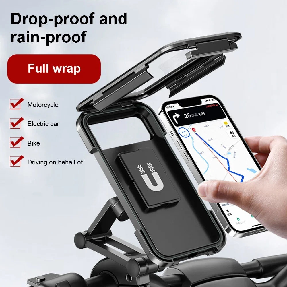 Waterproof Motorcycle Bike Mobile Phone Holder Magnetic Universal Bicycle GPS 360 Degree Swivel Adjustable Motorcycle Cellphone Holder - 5 - CJ