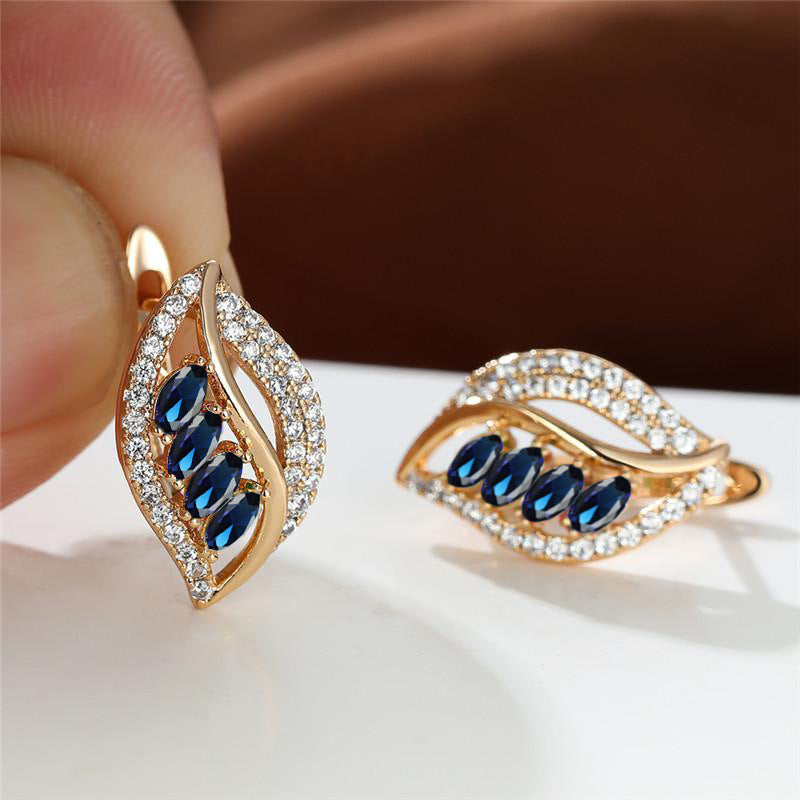 Ins Leaf - shaped Rhinestones Earrings Fashion Unique Zircon - encrusted Stud Earrings Women's Jewelry - 0 - CJ