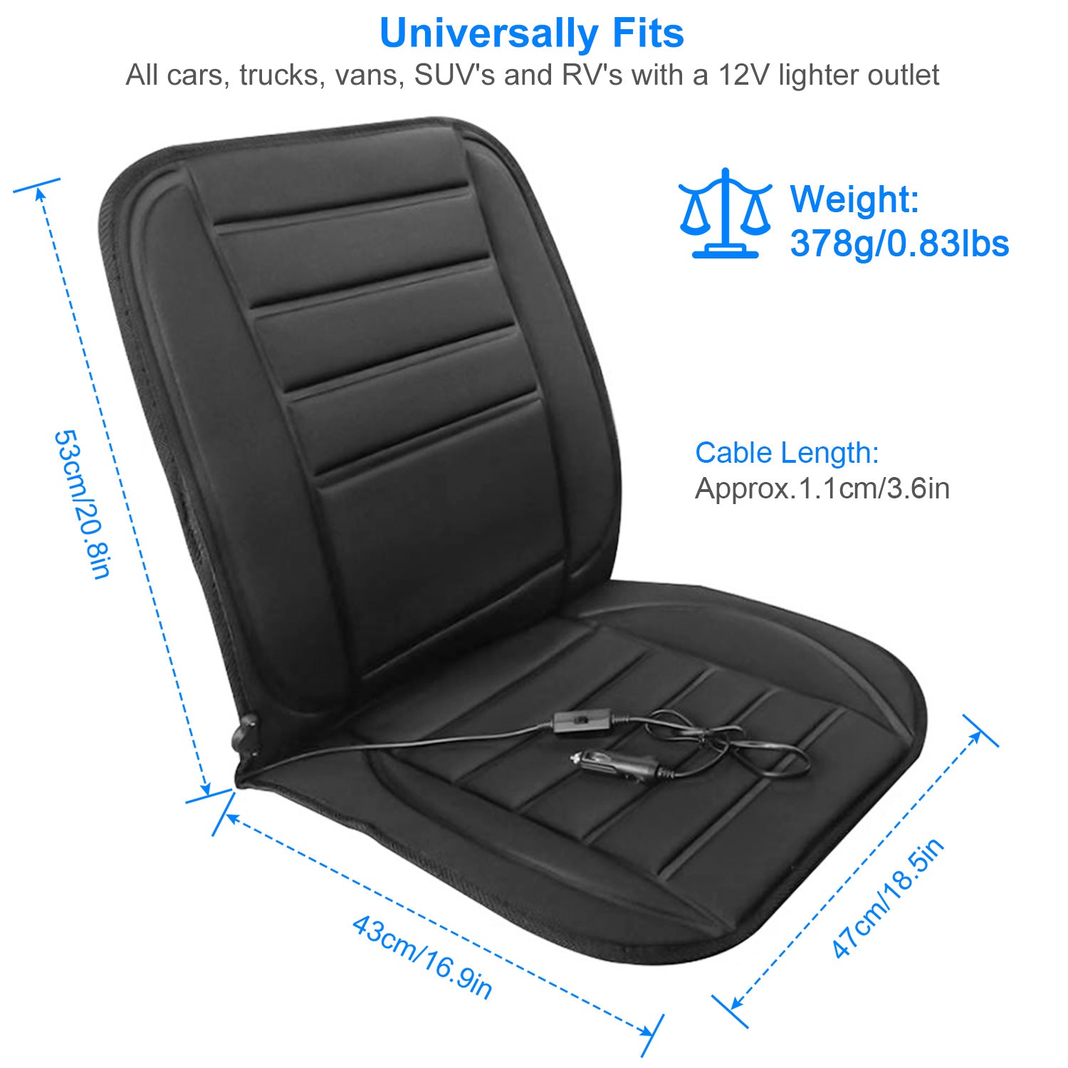 1Pc Heated Car Seat Cushion 12V Auto Seat Cover Warmer With Adjustable Temperature Controller For Cars Trucks SUV - 5 - cjdropshipping