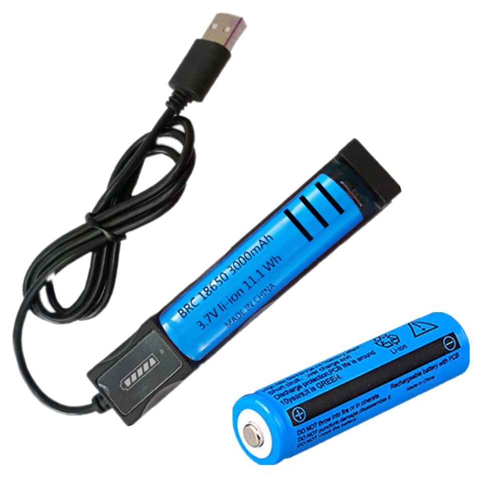 Li - ion Battery&Charger 3000mAh 3.7V Rechargeable Batteries USB Charger For Torch Flashlight - 5 - CJ