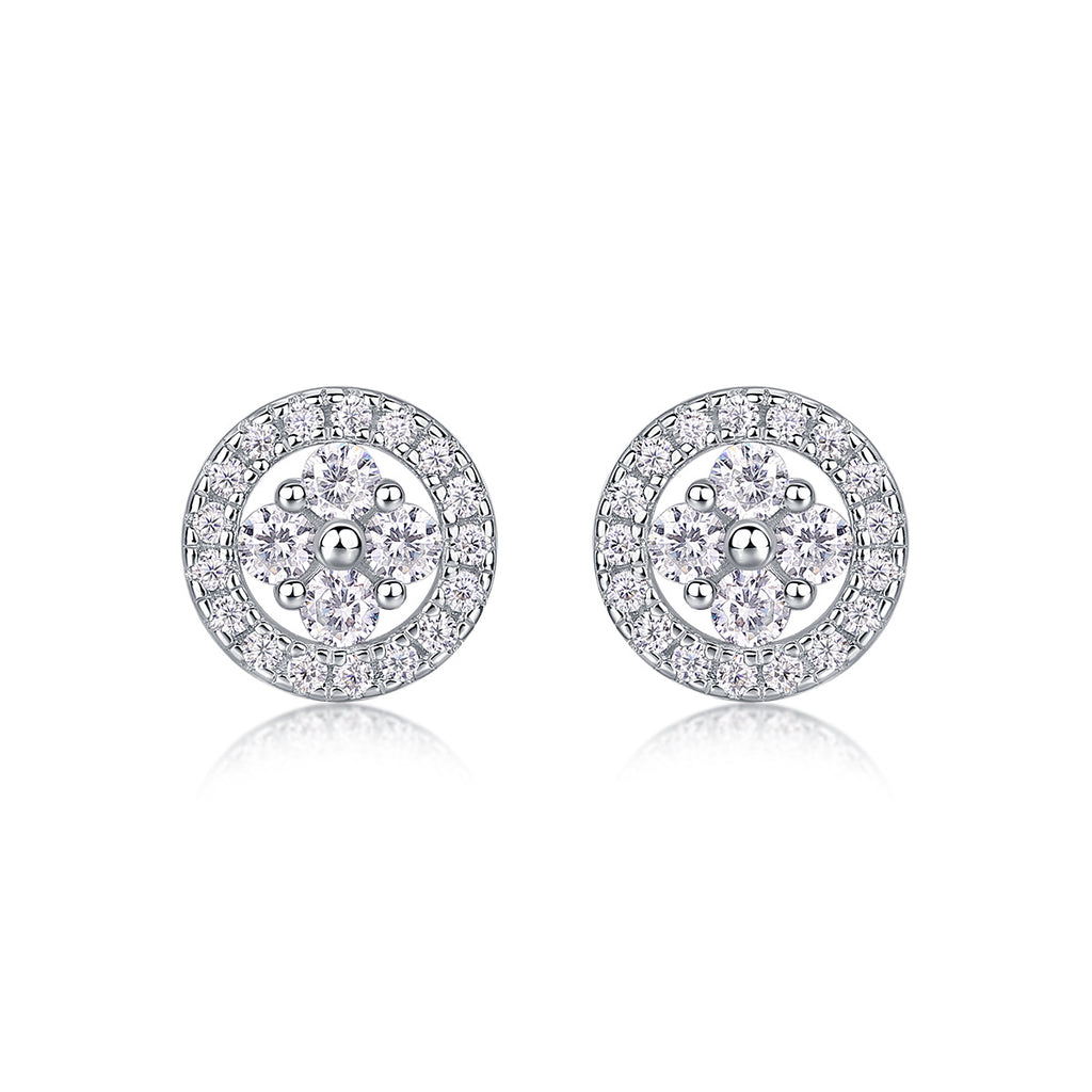 Silver Osmanthus - Fashionable And Luxurious Diamond Jewelry Earrings Set With Moissanite S925 Sterling Silver And Platinum-plated Stud Earrings