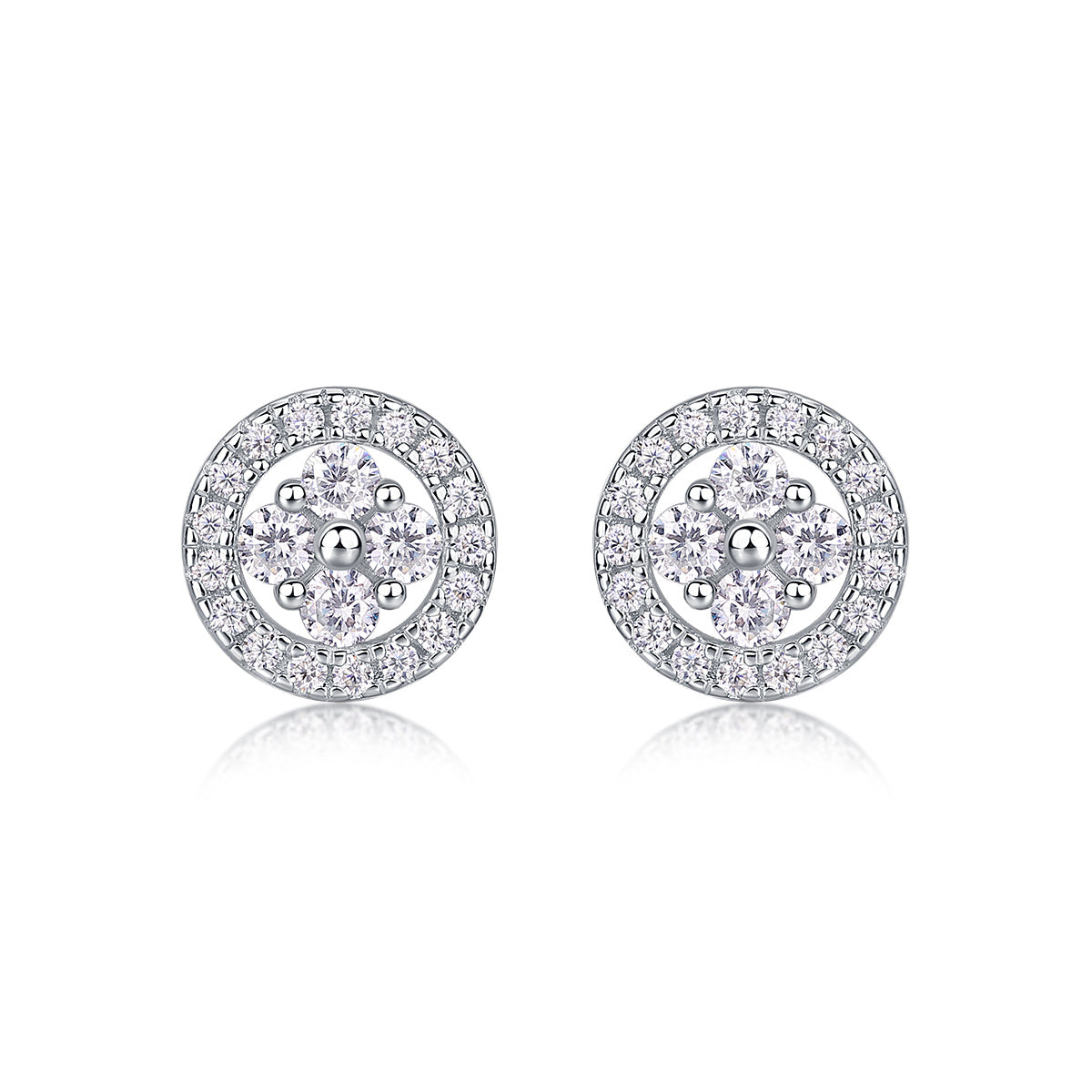 Silver Osmanthus - Fashionable And Luxurious Diamond Jewelry Earrings Set With Moissanite S925 Sterling Silver And Platinum-plated Stud Earrings