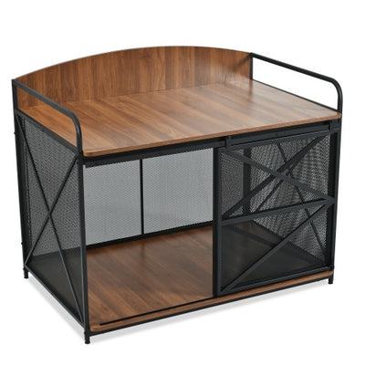 42.8 Heavy Duty Large Dog Crate Furniture For Large Medium Dog, Farmhouse Wooden Dog Kennel Indoor End Table, Decorative Pet House For Large Dogs - 5 - CJ