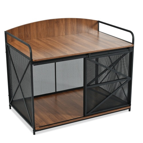 42.8 Heavy Duty Large Dog Crate Furniture For Large Medium Dog, Farmhouse Wooden Dog Kennel Indoor End Table, Decorative Pet House For Large Dogs - 5 - CJ