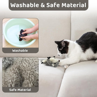 Pet Toys Cat Catnip Toys Flapping Squirrel, Rechargeable Touch Activated Kitten Toys, Lifelike Interactive Cats Toy Indoor, Cat Kicker Plush Toys For All Breeds Universal Interactive Toy Cat T - 5 - CJ