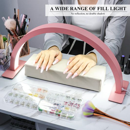Half Moon Light For Nail Desk, 17inch Professional LED Light With 3 Color Temperatures & Dimmer, Multi - Purpose Lighting For Eyelash Extensions, Nail Art, Tattoos, Reading - 5 - CJ