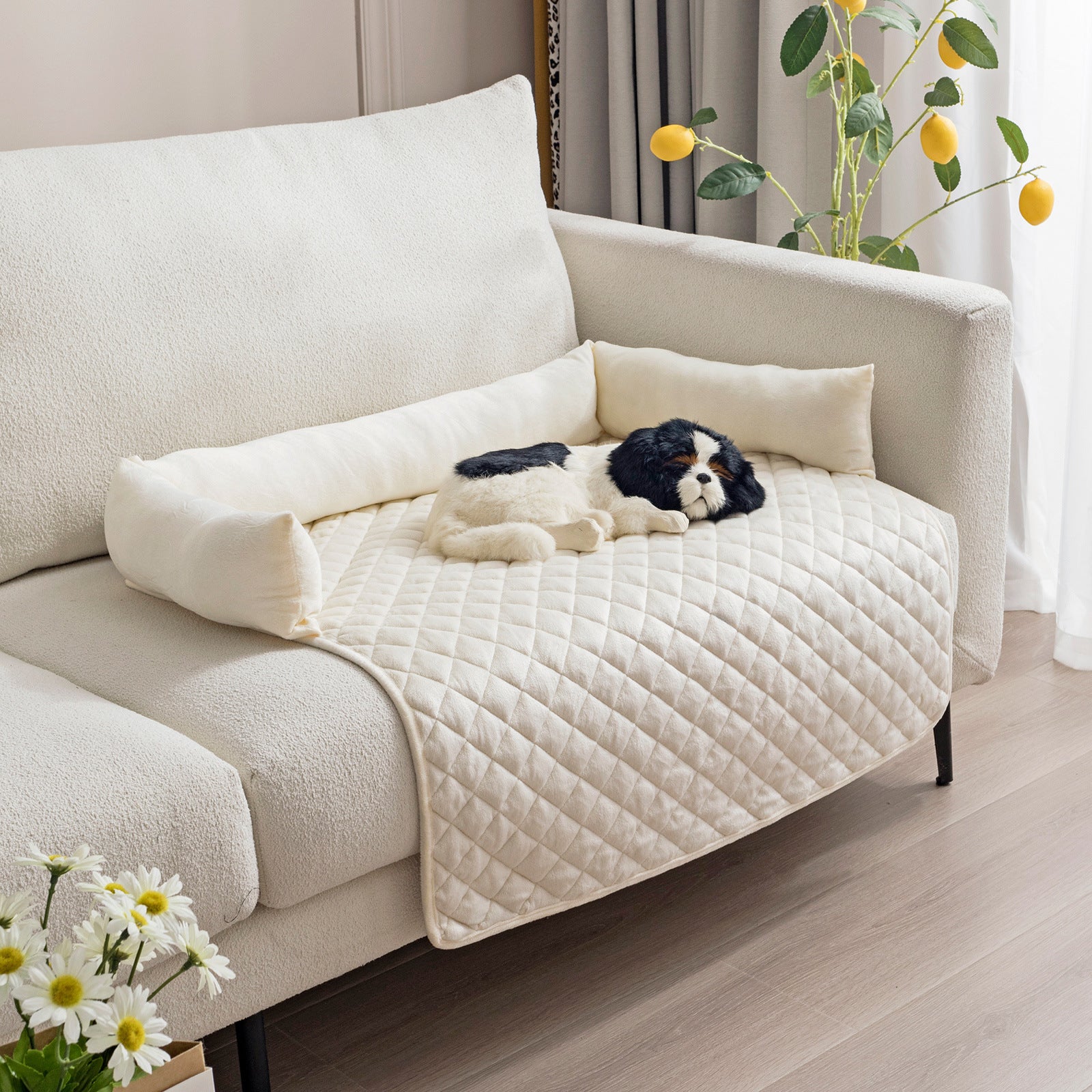 Pet Dog Sofa Bed Dog Beds For Large Dogs Cushion Warm Cat Beds Mat Furniture Protector Dog Sofa - 0 - CJ - Pet Pad Beige With Pillow - 75x120cm - CJGY194296706FU