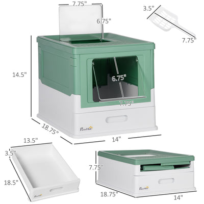 Fully Enclosed Cat Litter Box Portable Pet Toilet With Spoon Large Space - 5 - cjdroshippping
