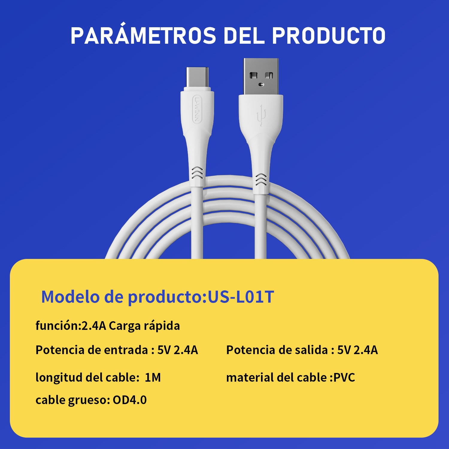 L01 USB - C Cable 2.4A 1M White USB 3.0 UWINN - 5 - CJ