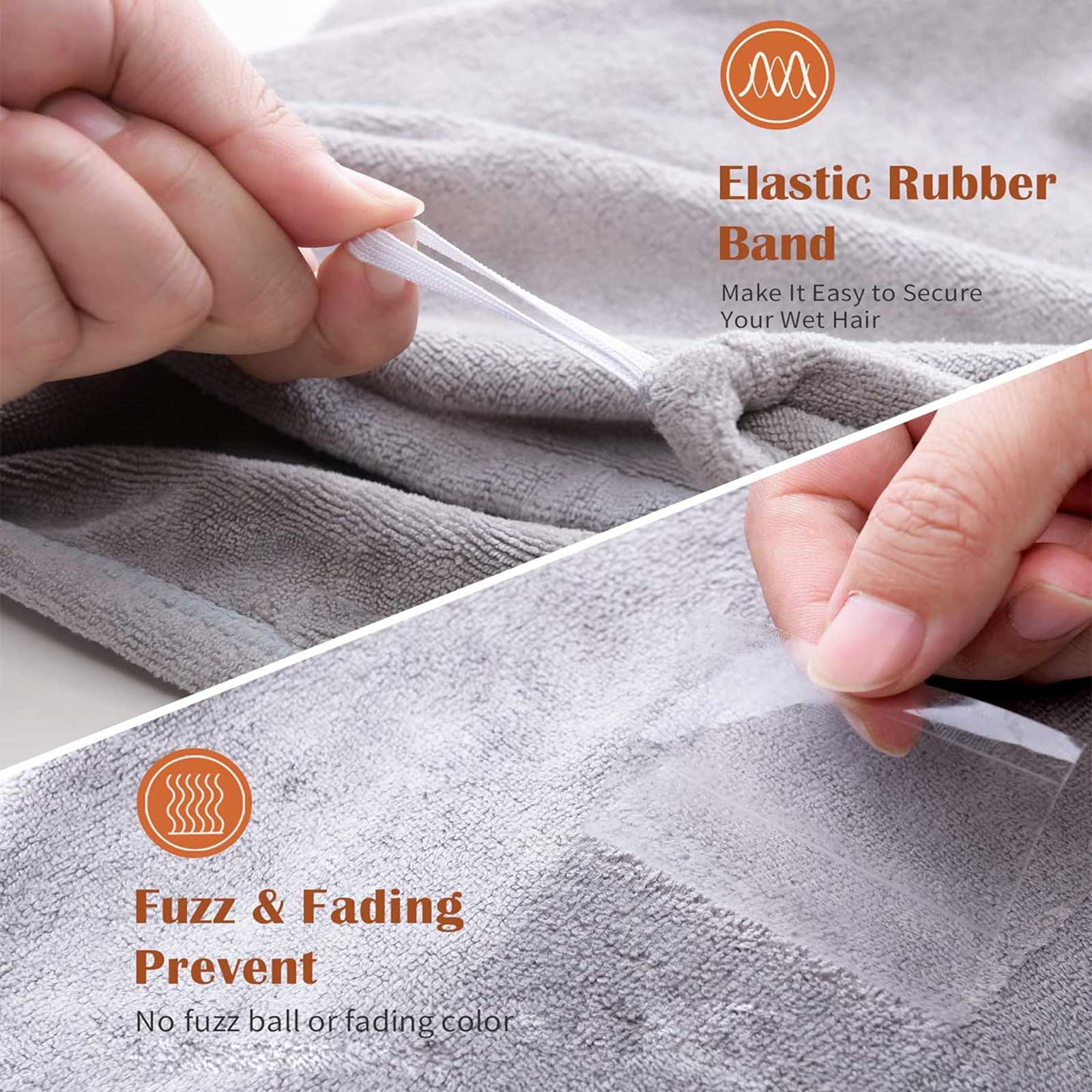 Women 3 PC Microfiber Hair Towel Wrap Ultra Absorbent Hair Turbans For Curly, Long & Thick Hair Blue,Grey,Pink - 5 - CJ