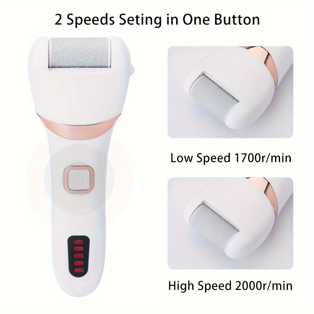 Electric Foot Grinder And Callus Remover, Electric Foot Polisher, Rechargeable Foot Washing And Pedicure Kit, Suitable For Cracked Heels And Dead Skin, With 3 Roller Heads - 5 - CJ