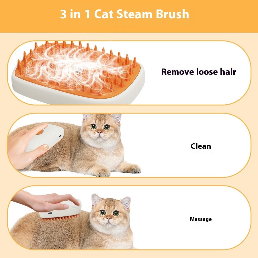 USB Rechargeable Pets Steam Brush Spray Massage Comb Pet Grooming Tools Cat Steam Comb Pet Products - 0 - CJ