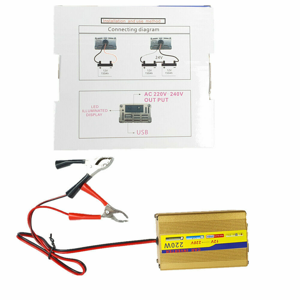 220W Inverter100W Solar Panel Kit USB Battery Charger Convert AC,DC Outdoor USA - 5 - CJ