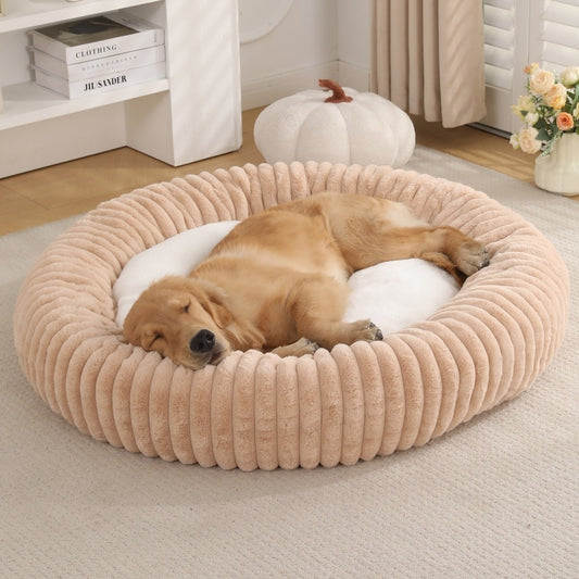 Round Soft And Comfortable Striped Plush Pet Mat - 0 - CJ