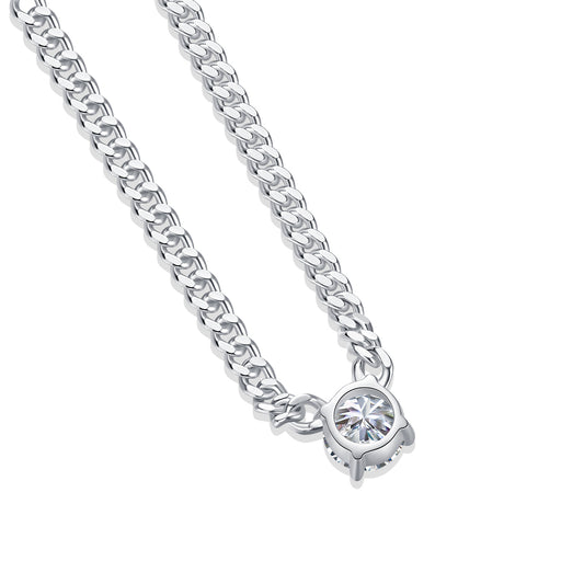 1Cuban Necklace Luxury Fashion Diamond Pendant Necklace Set With Mosan Diamond Silver Ornaments Prohibit TikTok sales - 5 - CJ